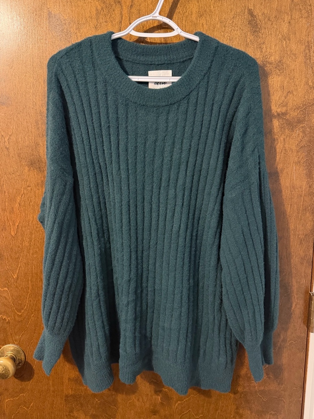Aerie Cozy Ribbed Emerald Green Crewneck Sweater